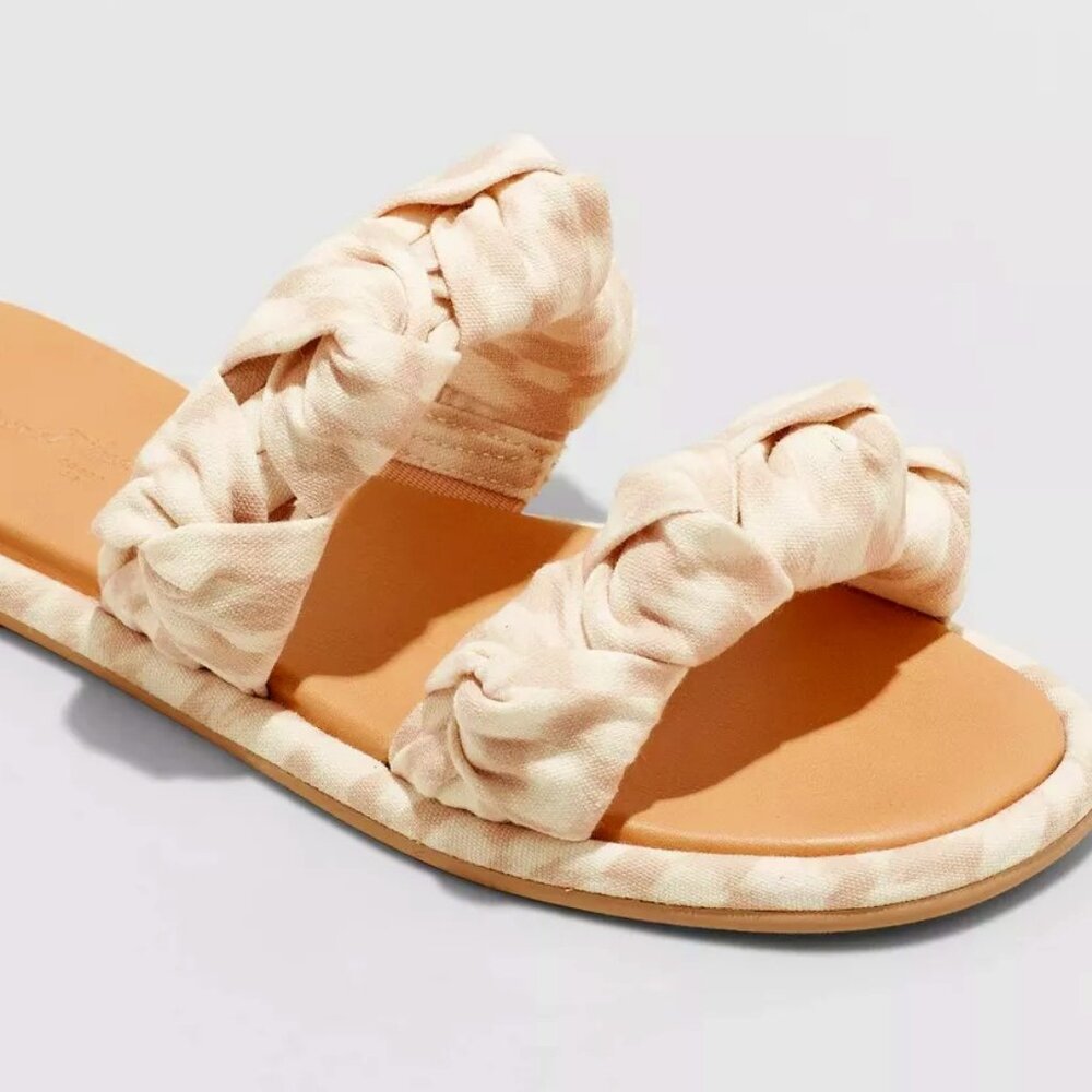 New Cream & White Knotted Slide Sandals - Universal Thread - Picture 6 of 6
